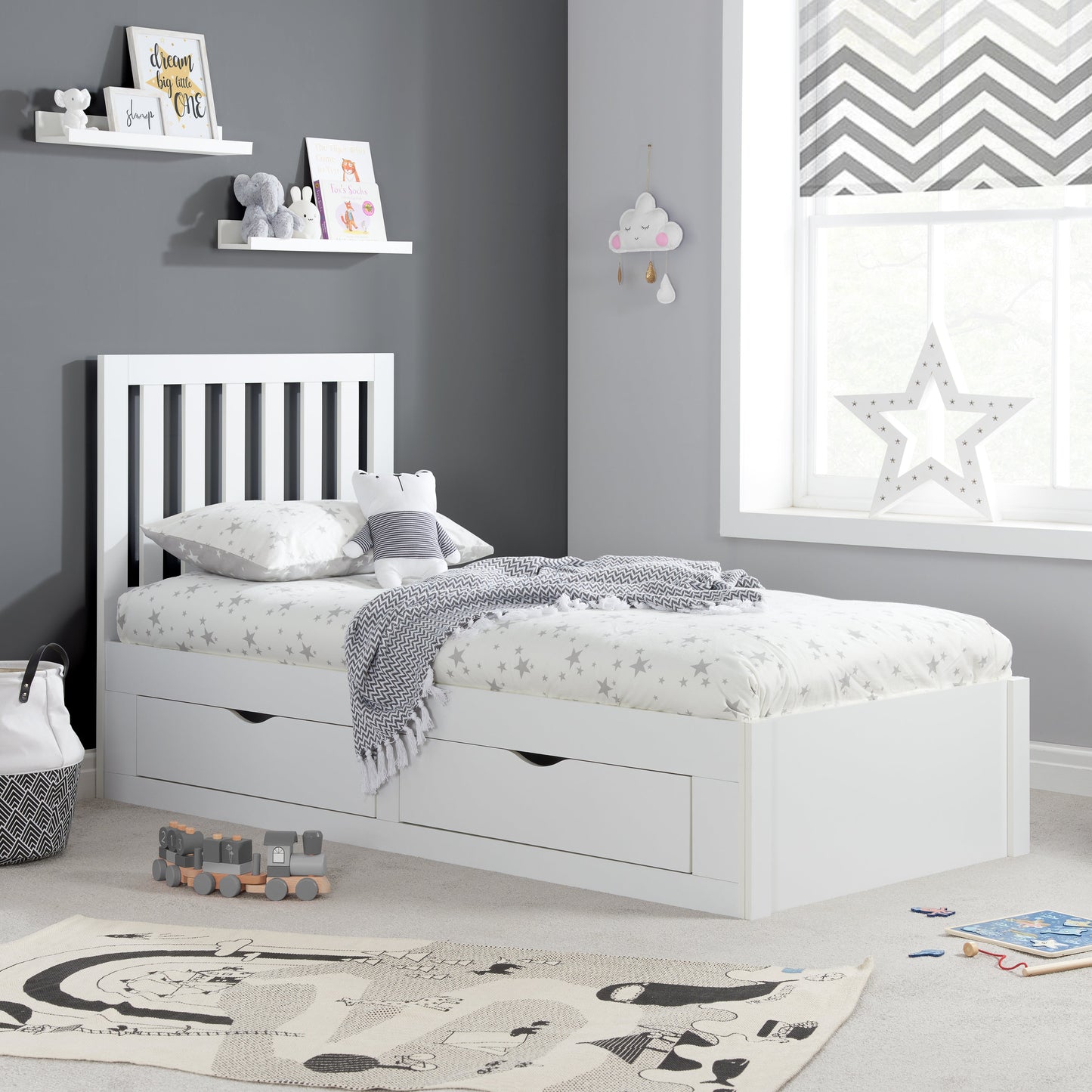 Appleby White 4 Draw Storage Wooden Single Bed