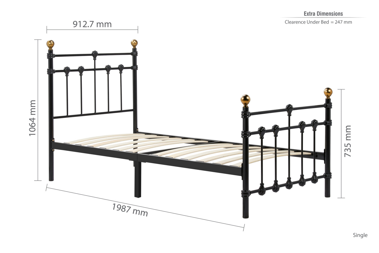 Atlas Black Metal Single Bed