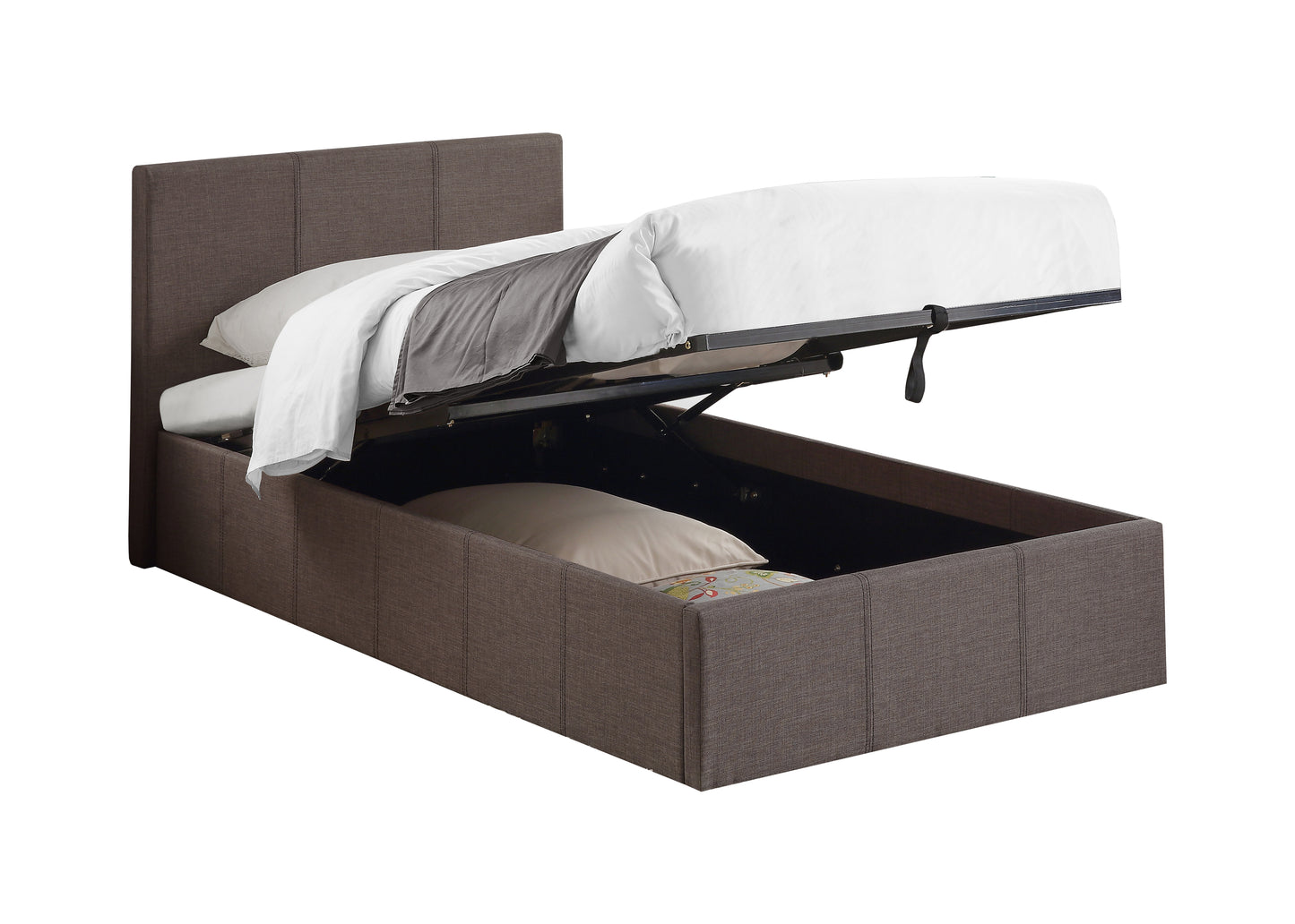 Bonn Berlin Ottoman Grey Fabric Single Bed