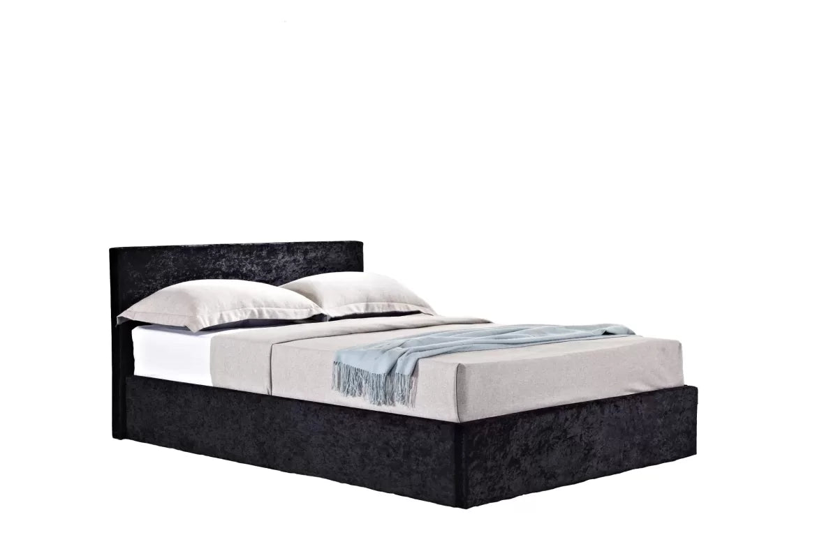 Bonn Berlin Ottoman Black Crushed Velvet King Bed