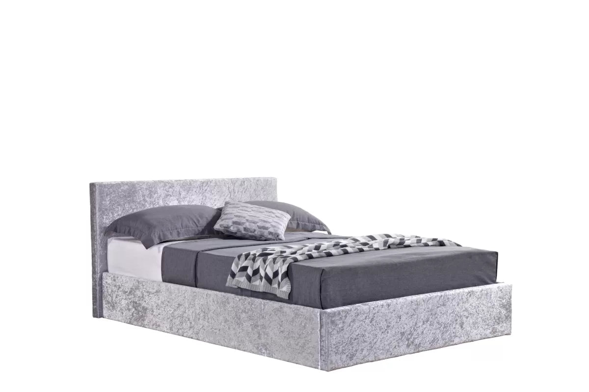 Bonn Berlin Ottoman Steel Crushed Velvet King Bed
