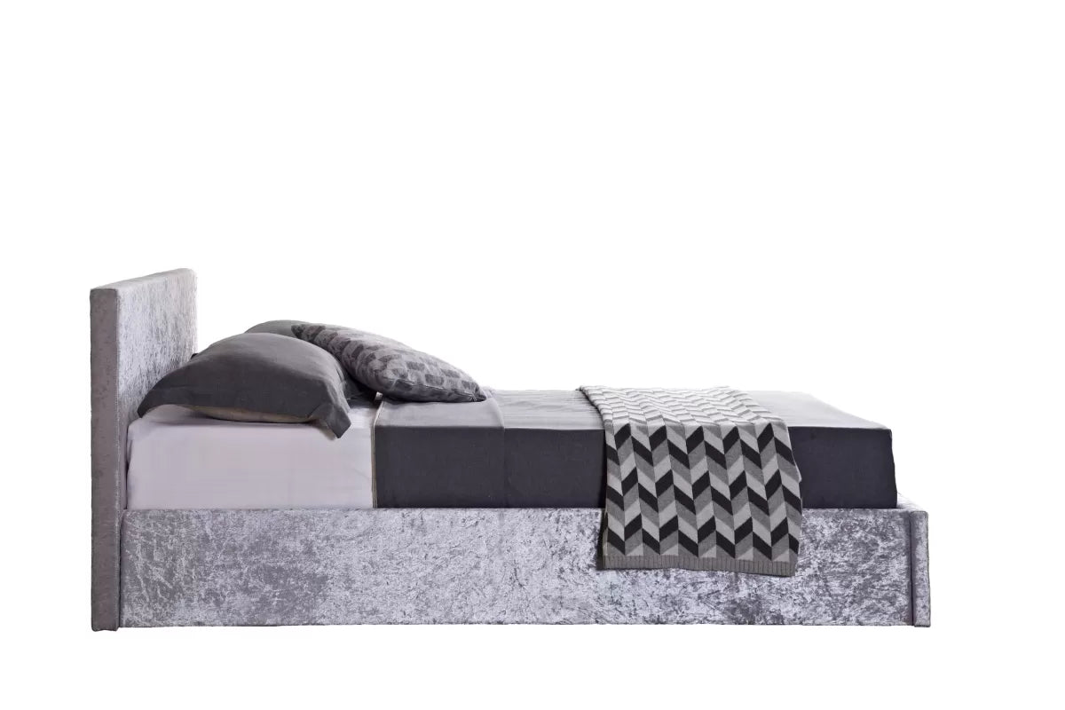 Bonn Berlin Steel Crush Velvet Ottoman Double Bed