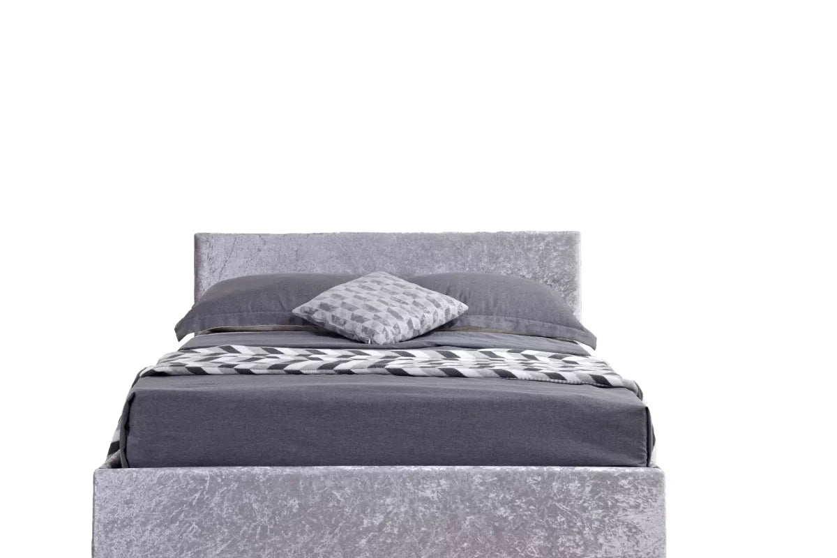 Bonn Berlin Steel Crush Velvet Ottoman Double Bed