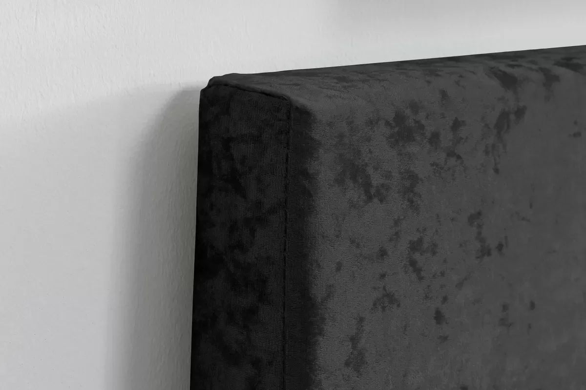 Bonn Berlin Black Crush Velvet Ottoman Double Bed