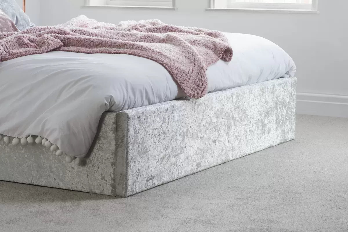 Bonn Berlin Steel Crush Velvet Ottoman Double Bed