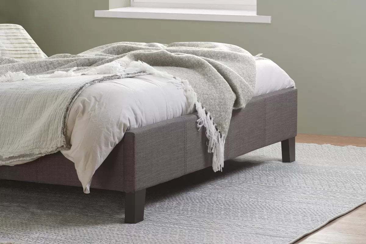 Bonn Berlin Ottoman Grey Fabric Single Bed