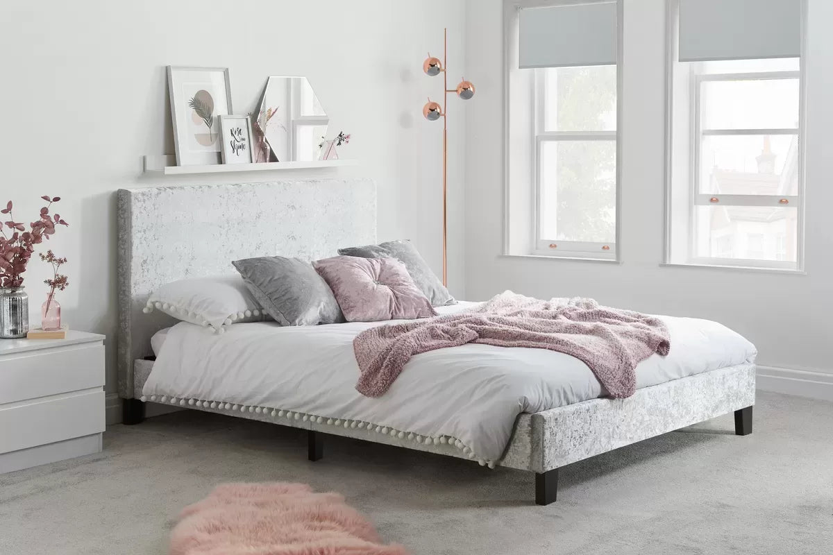 Bonn Berlin Steel Crush Velvet King Bed