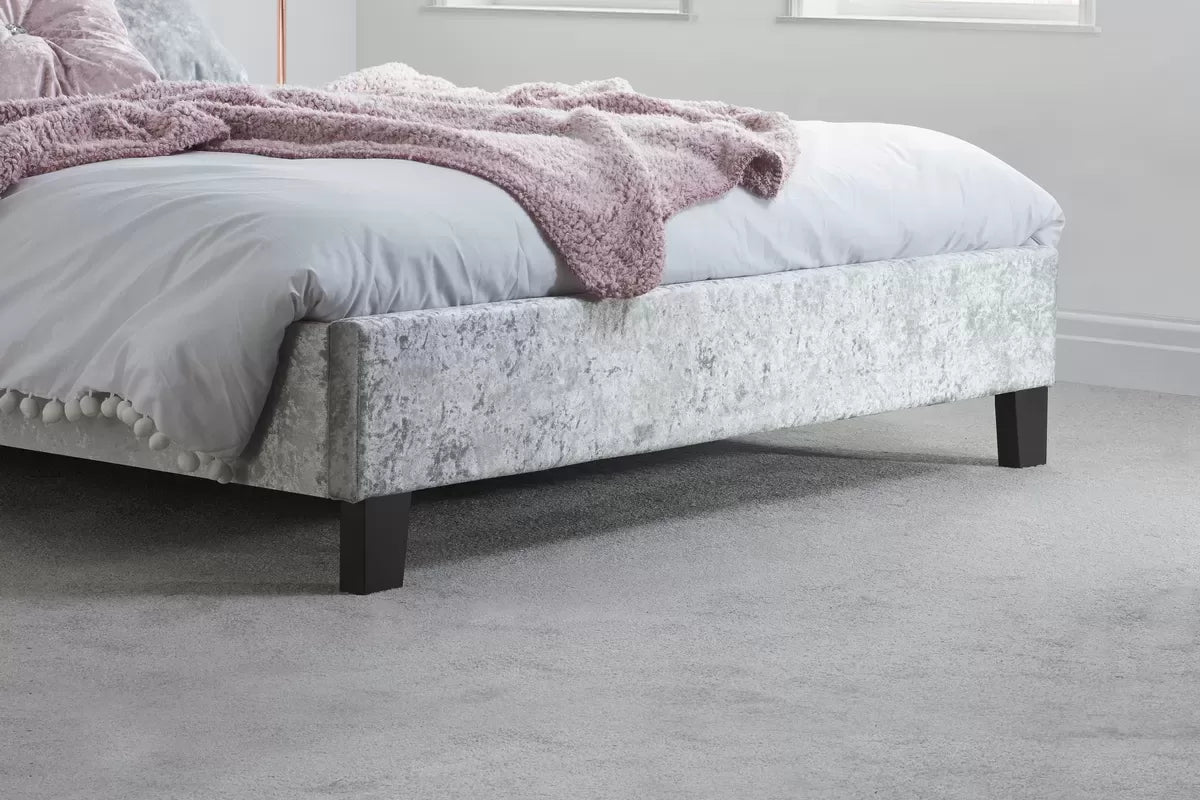 Bonn Berlin Steel Crush Velvet Small Double Bed