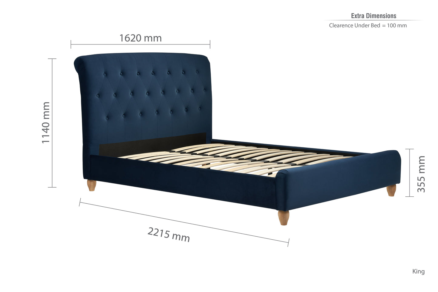 Brompton Blue Fabric King Bed