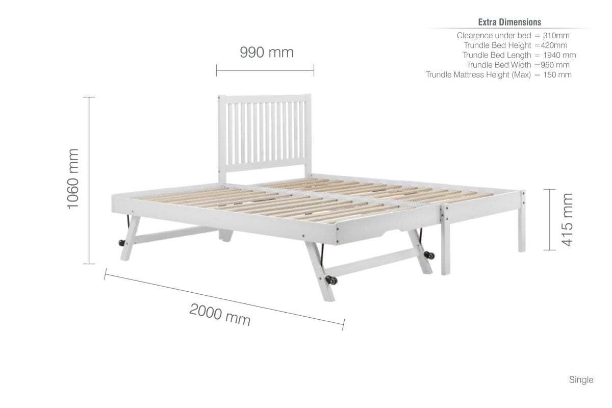 Buxton Guest Bed White + 2 Single Air Mattresses