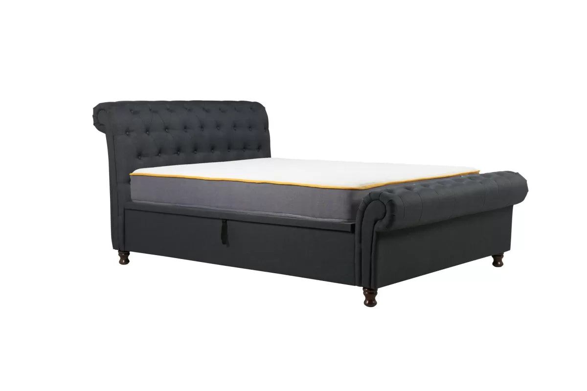 Castello Charcoal Side Ottoman Double Bed