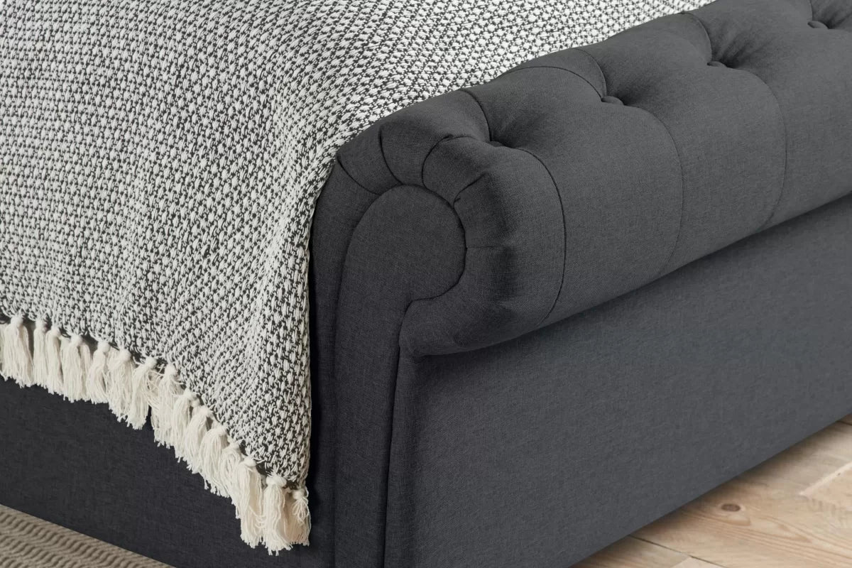 Castello Charcoal Side Ottoman Double Bed