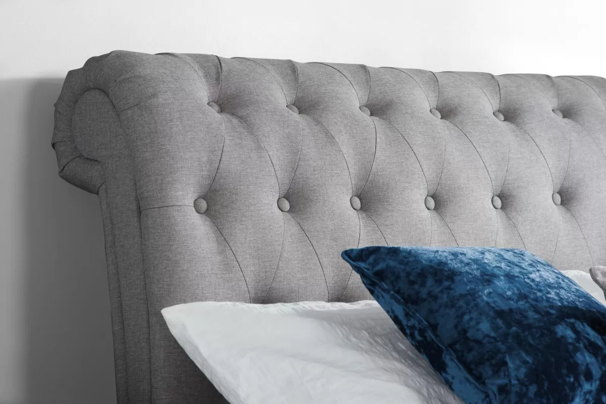 Castello Grey Sleigh Double Bed