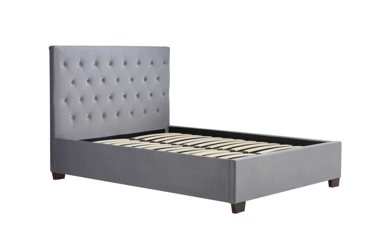Cologne Grey Fabric King Bed