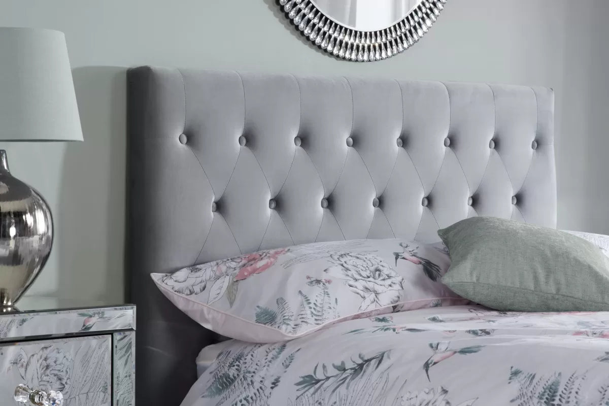 Cologne Grey Fabric King Bed