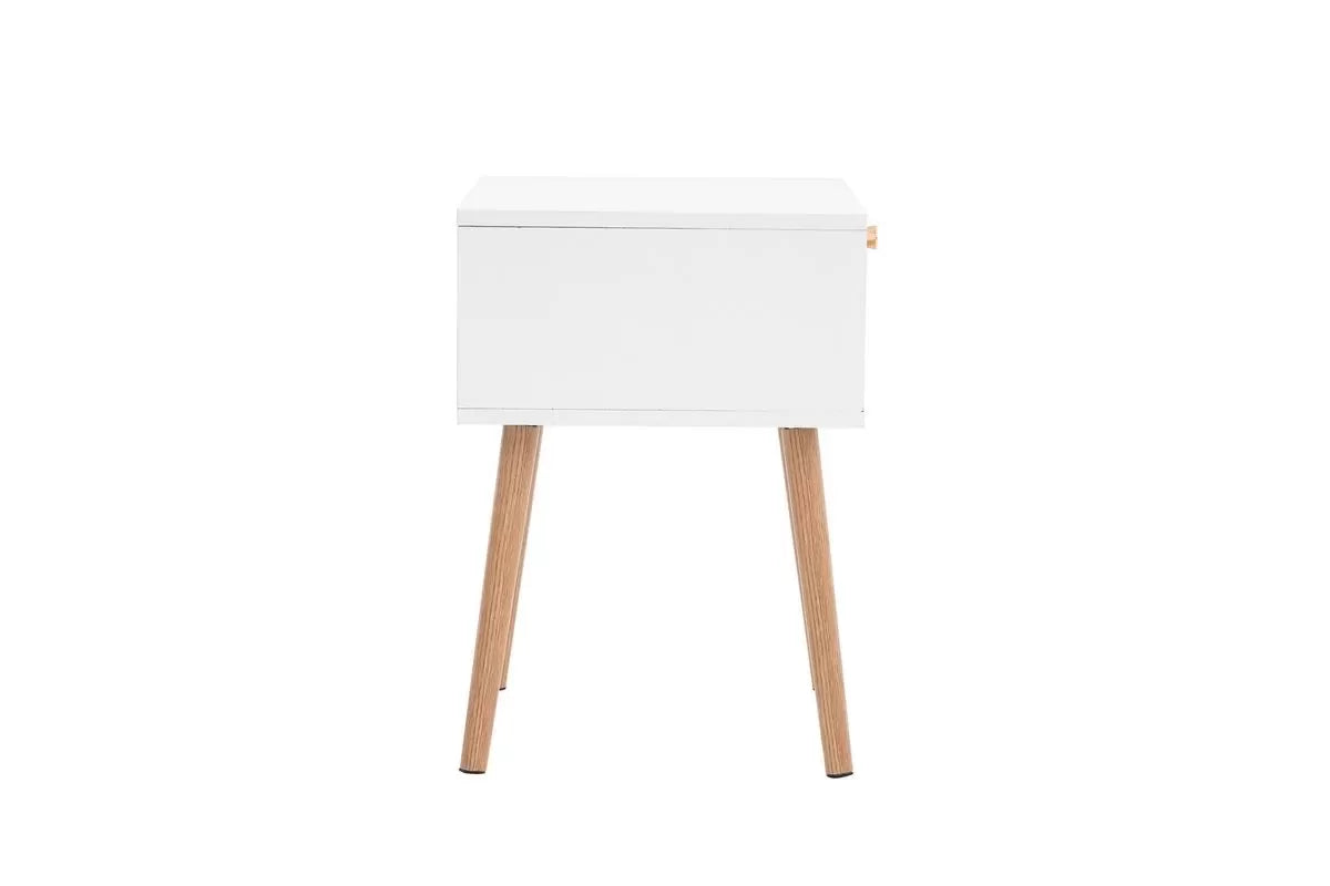 Croxley White 1 Drawer Rattan Bedside