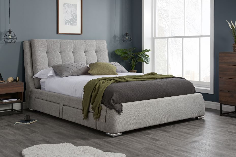 Mayfair Grey Fabric Storage King Bed