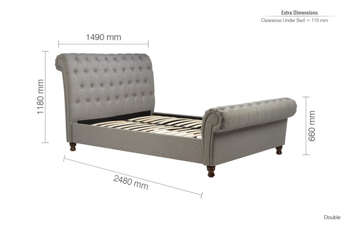 Castello Grey Sleigh Double Bed
