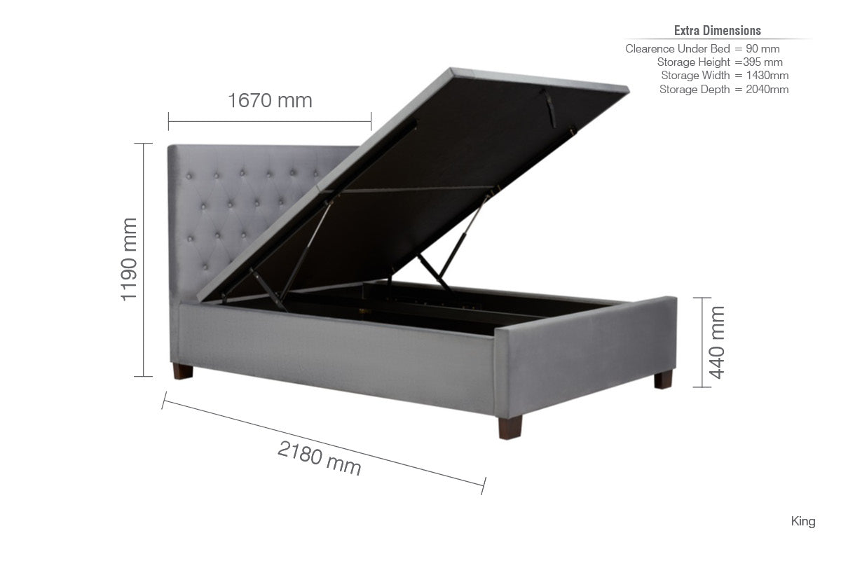 Cologn Grey Ottoman King Bed