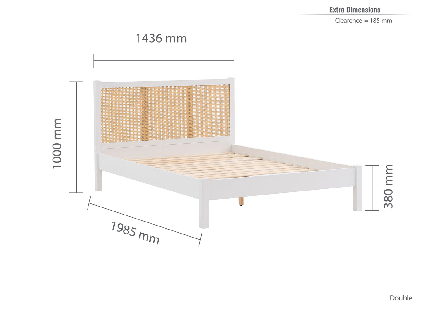 Croxley White Rattan Double Bed