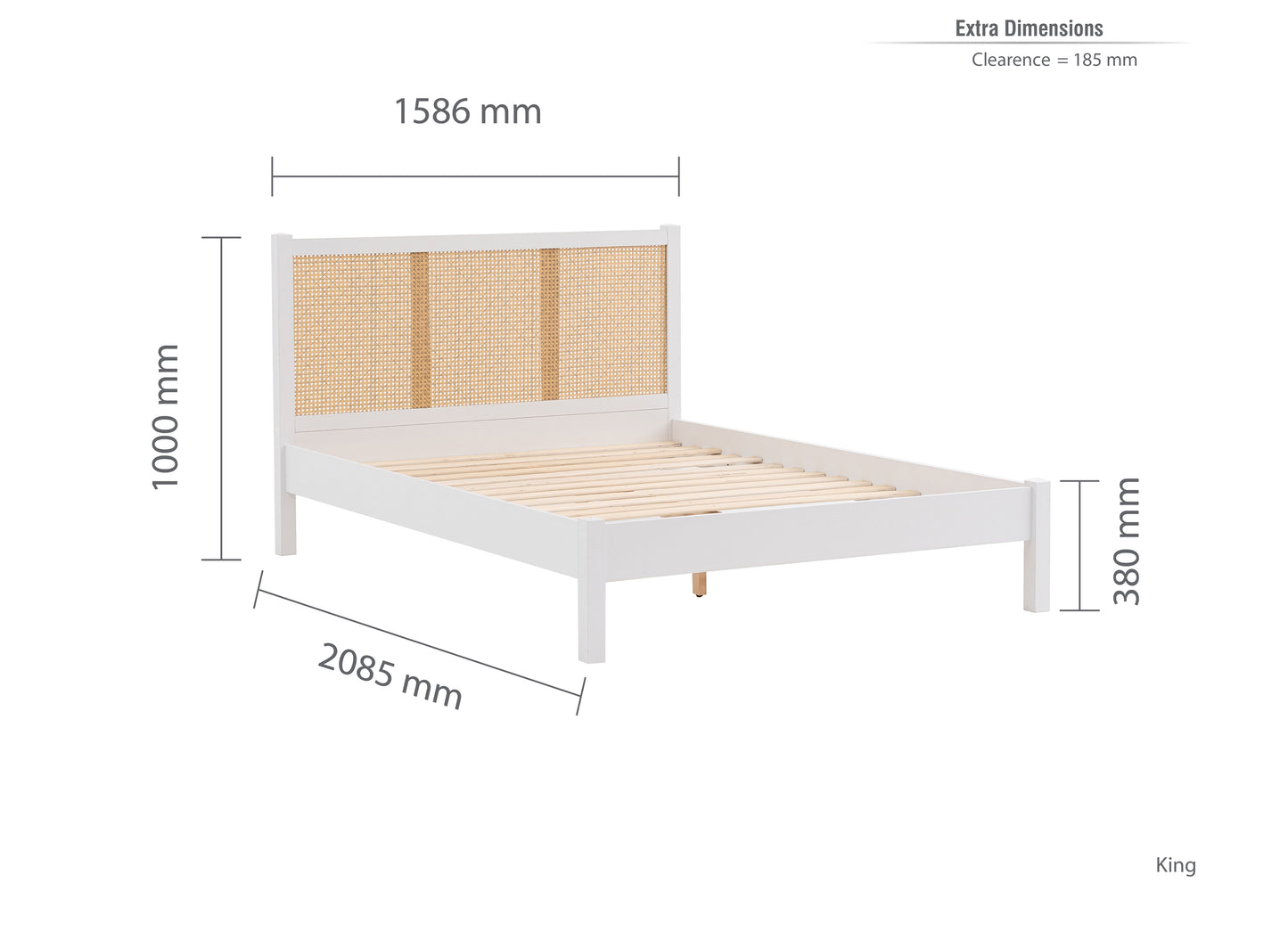 Croxley White Rattan King Bed