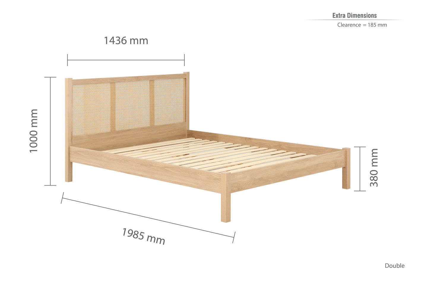 Croxley Oak Rattan Double Bed