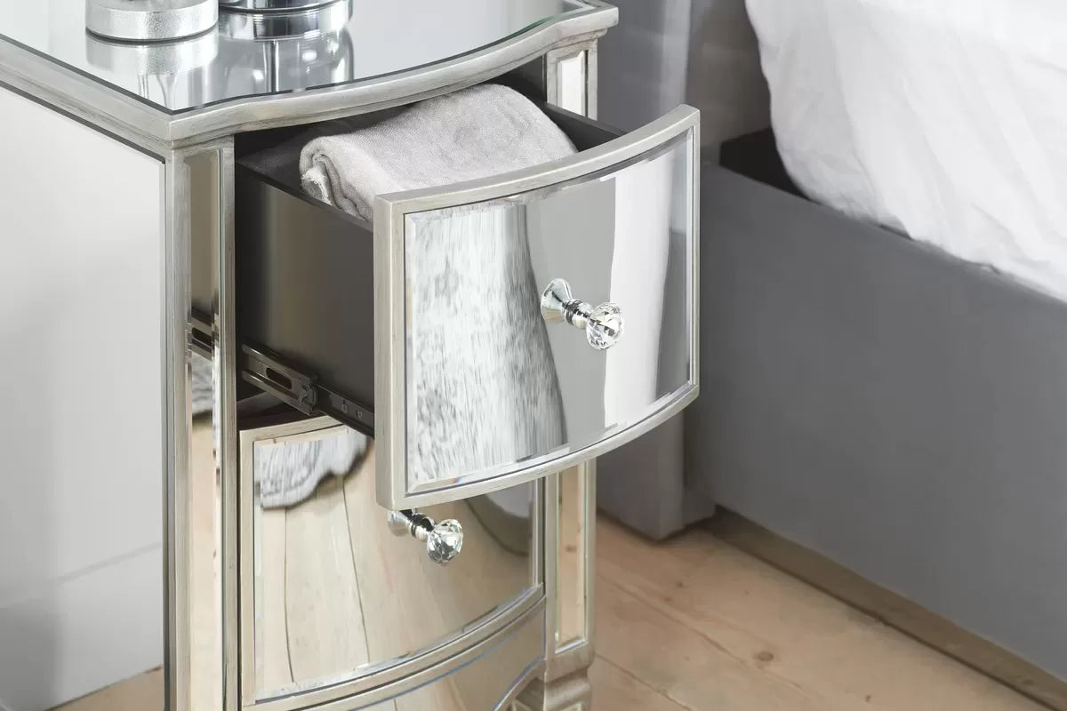 Elysee Mirrored 2 Drawer Bedside