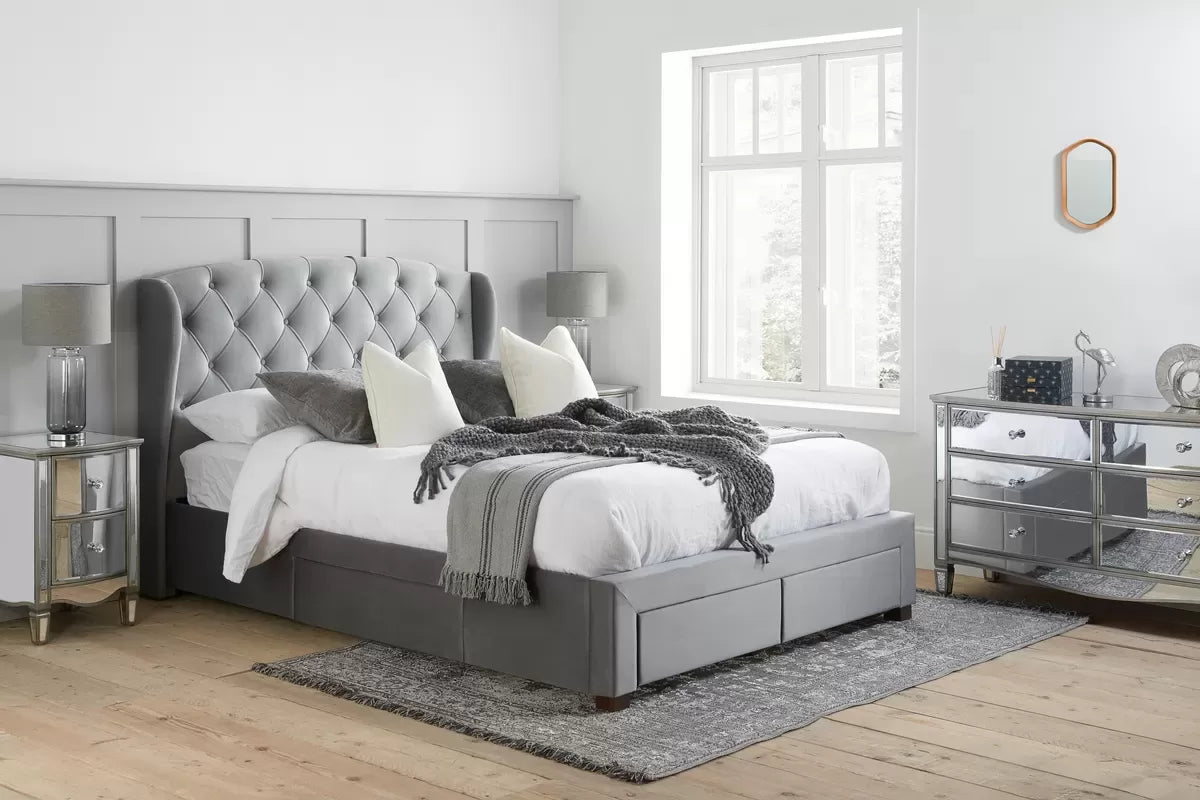 Elysee Mirrored 2 Drawer Bedside