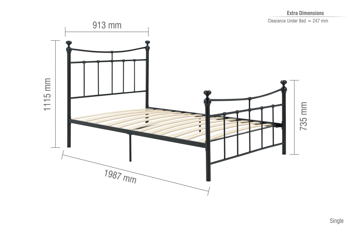 Emily Black Metal Double Bed