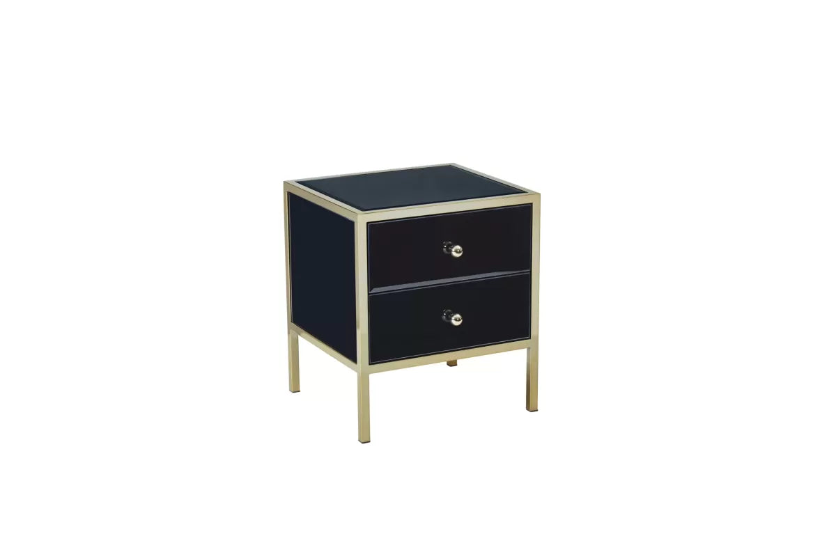 Fenwick Black & Gold 2 Drawer Bedside