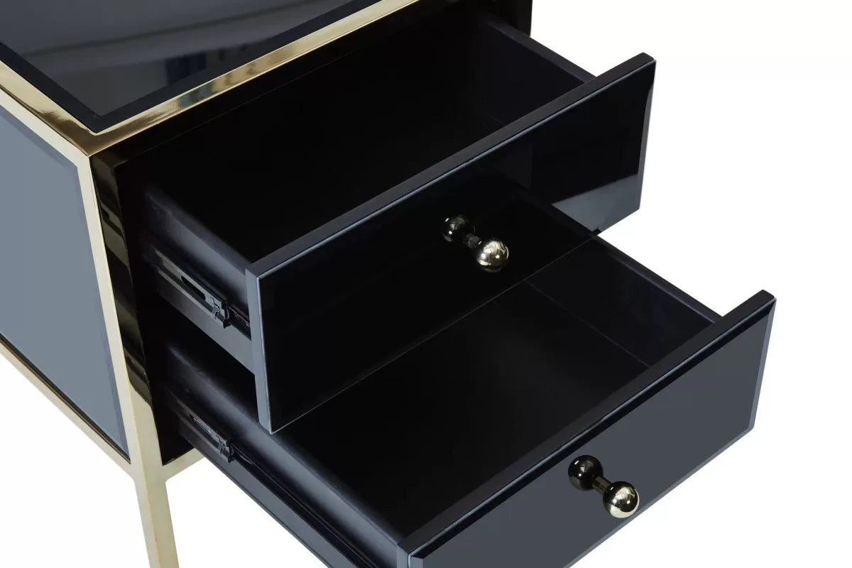 Fenwick Black & Gold 2 Drawer Bedside