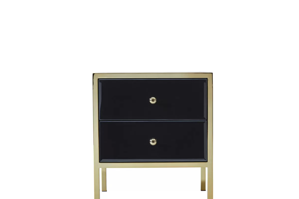 Fenwick Black & Gold 2 Drawer Bedside