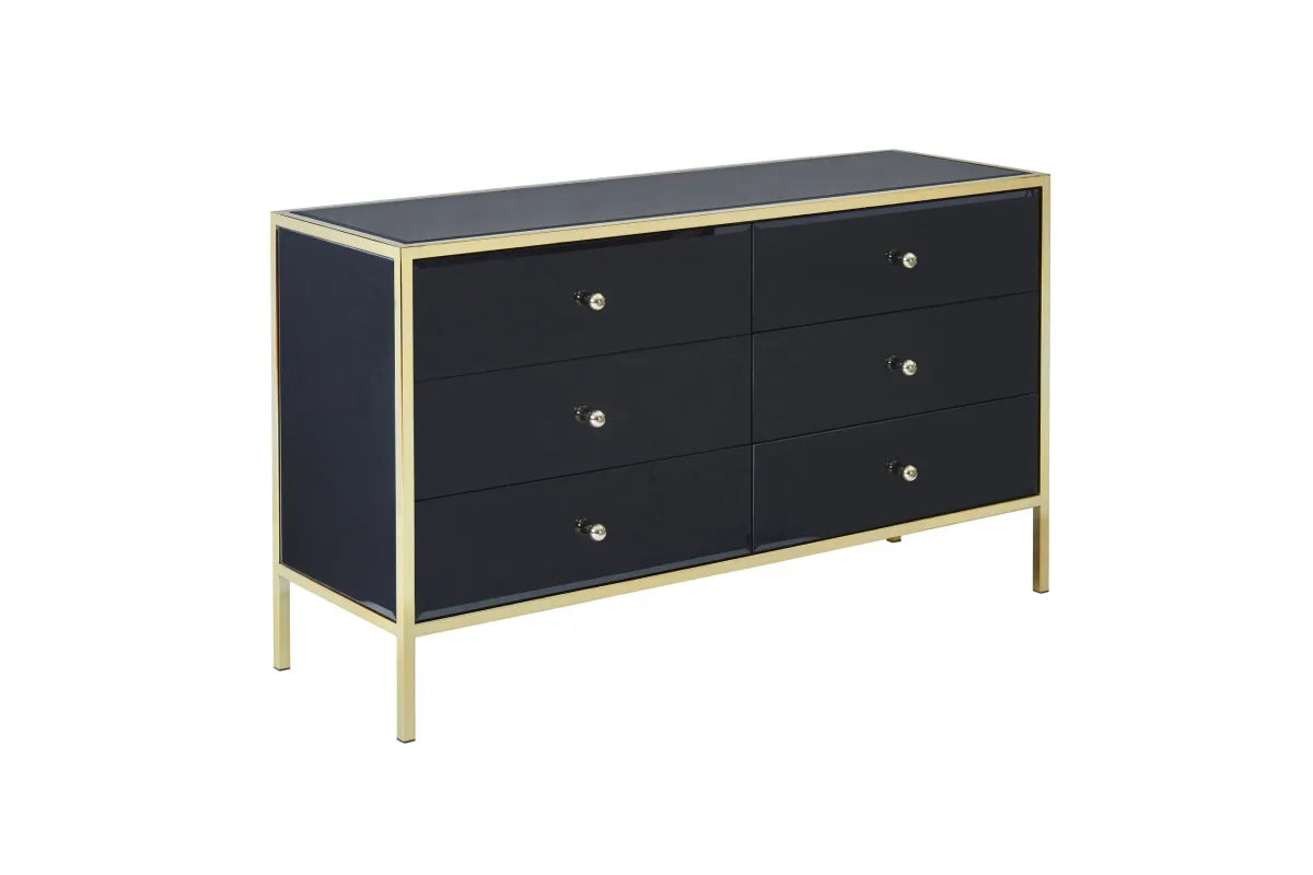 Fenwick Black & Gold 6 Drawer Chest