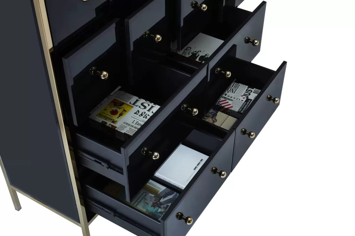 Fenwick Black & Gold 6 Drawer Chest