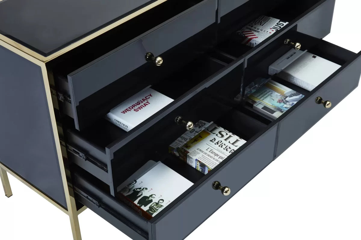 Fenwick Black & Gold 6 Drawer Chest