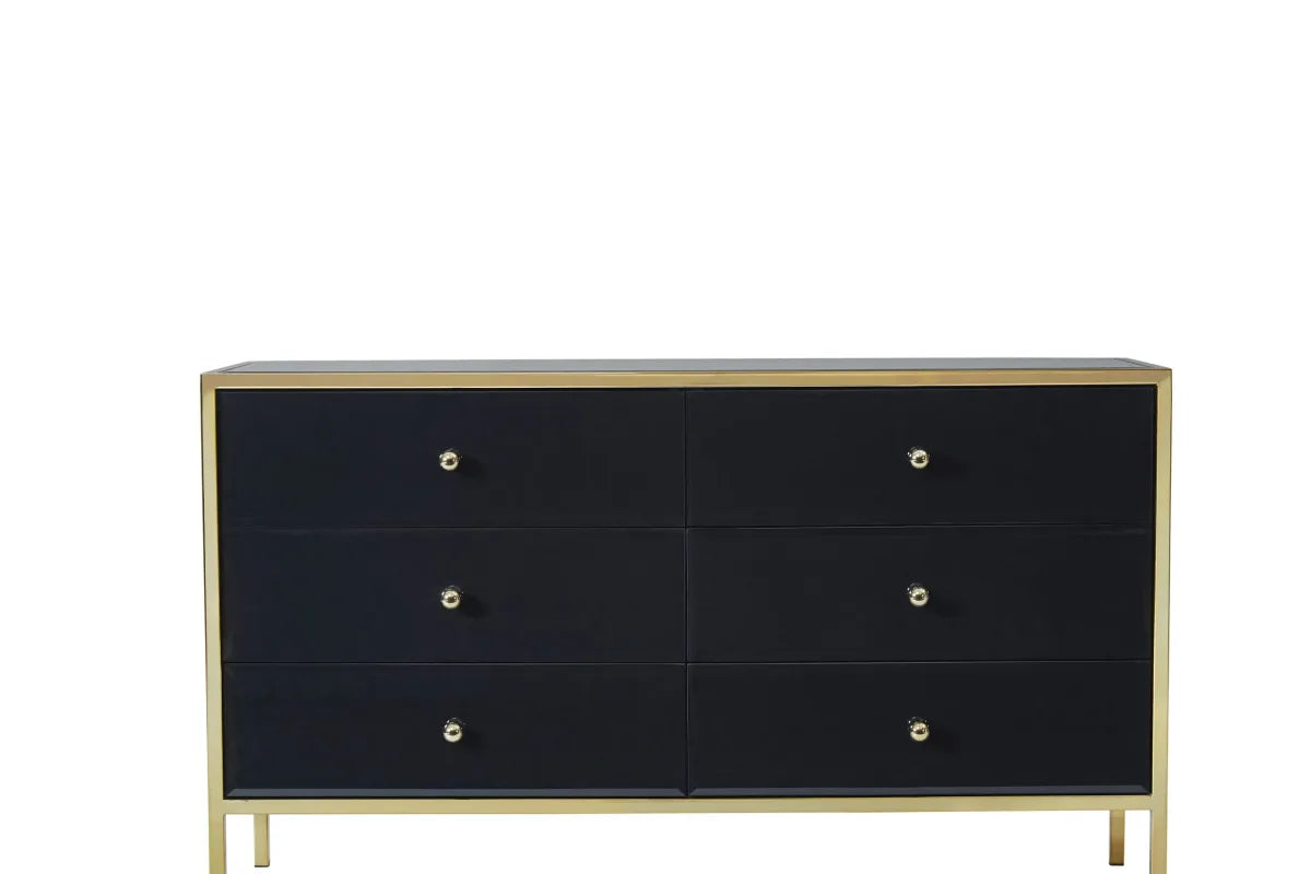 Fenwick Black & Gold 6 Drawer Chest