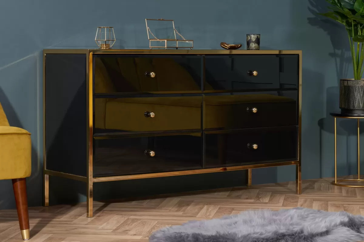 Fenwick Black & Gold 6 Drawer Chest