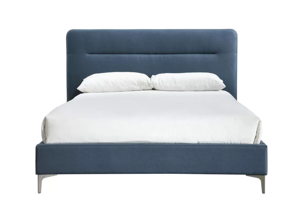 Finn Steel Blue Fabric King Bed