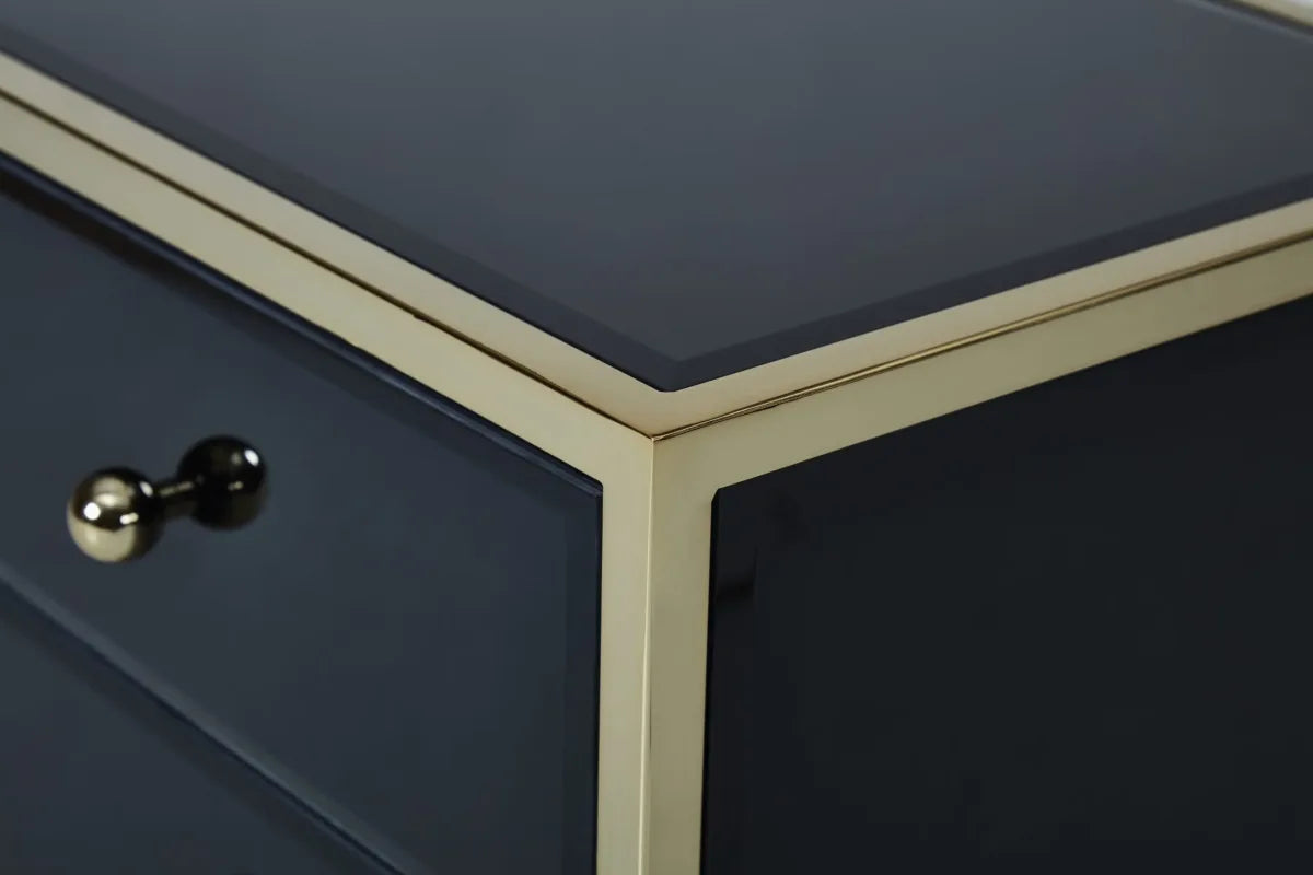 Fenwick Black & Gold 2 Drawer Bedside
