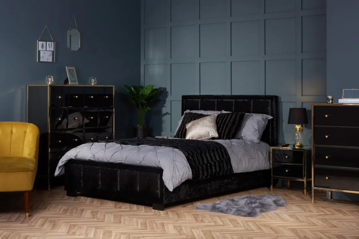 Fenwick Black & Gold 2 Drawer Bedside