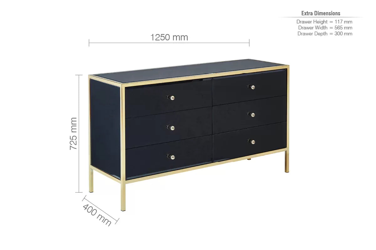 Fenwick Black & Gold 6 Drawer Chest