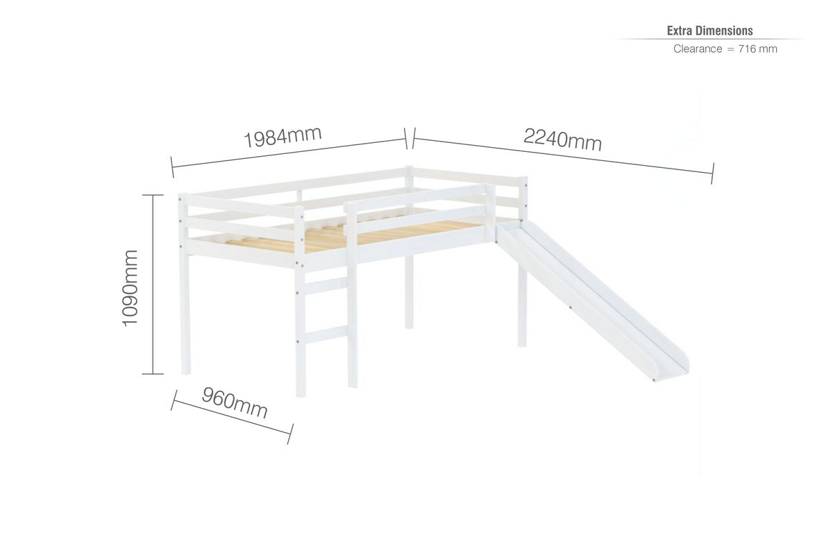 Frankie Midi Sleeper White With Slide+ Single Air Mattress