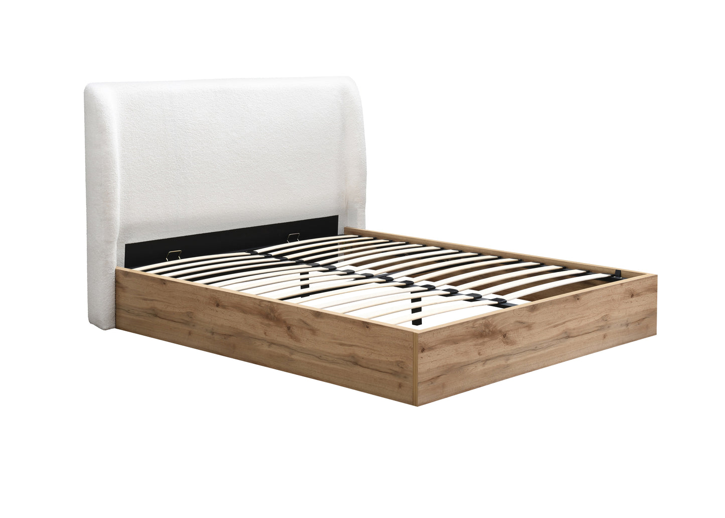 Halfden White Boucle Ottoman Double Bed