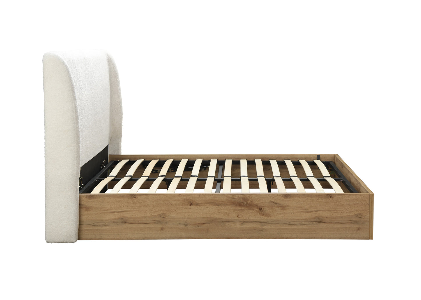 Halfden White Boucle Ottoman King Bed