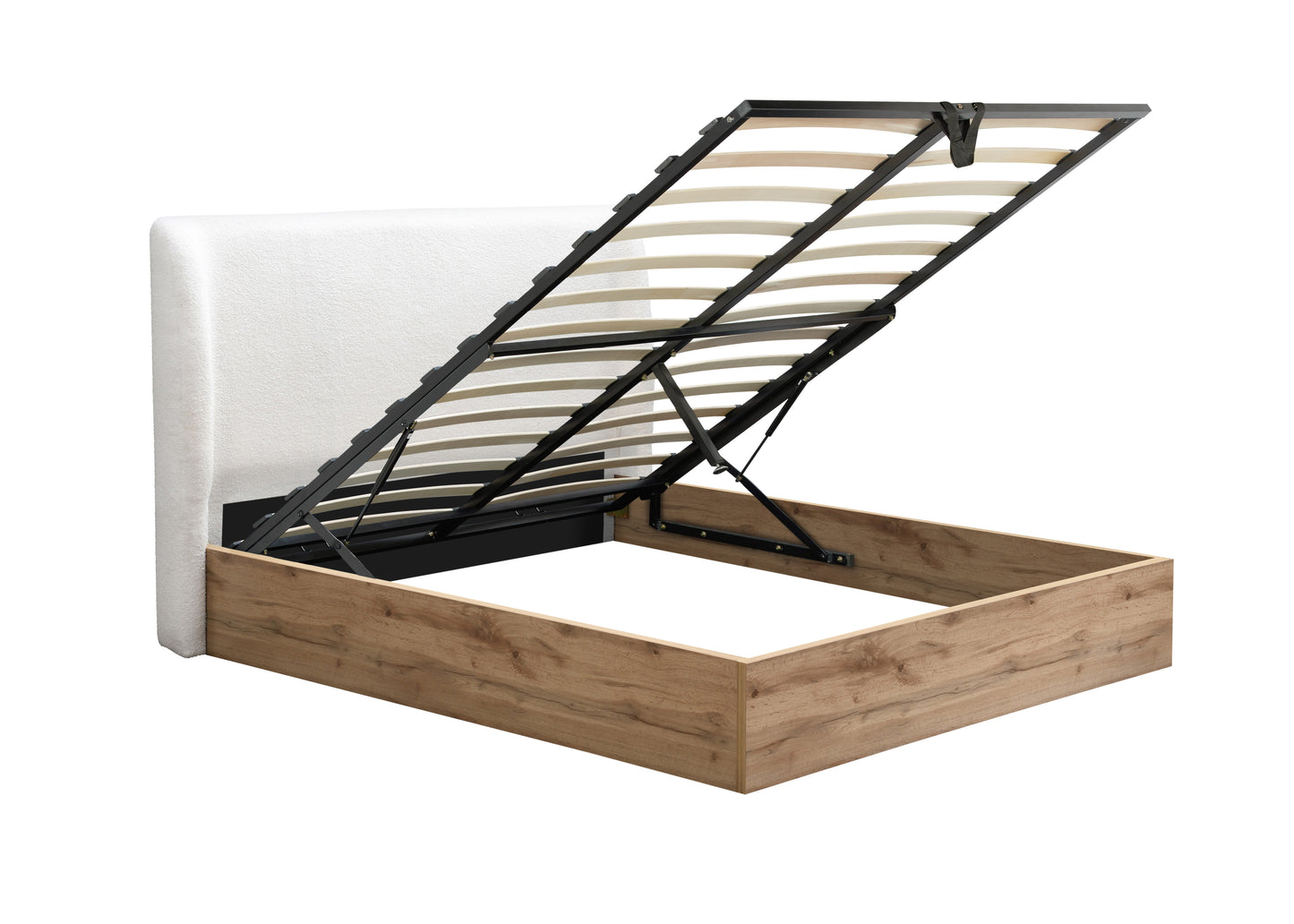 Halfden White Boucle Ottoman King Bed