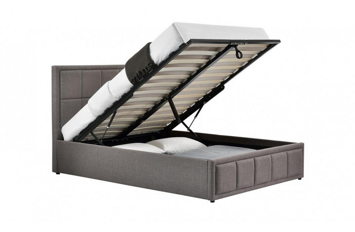 Hannover Grey Fabric King Ottoman Bed