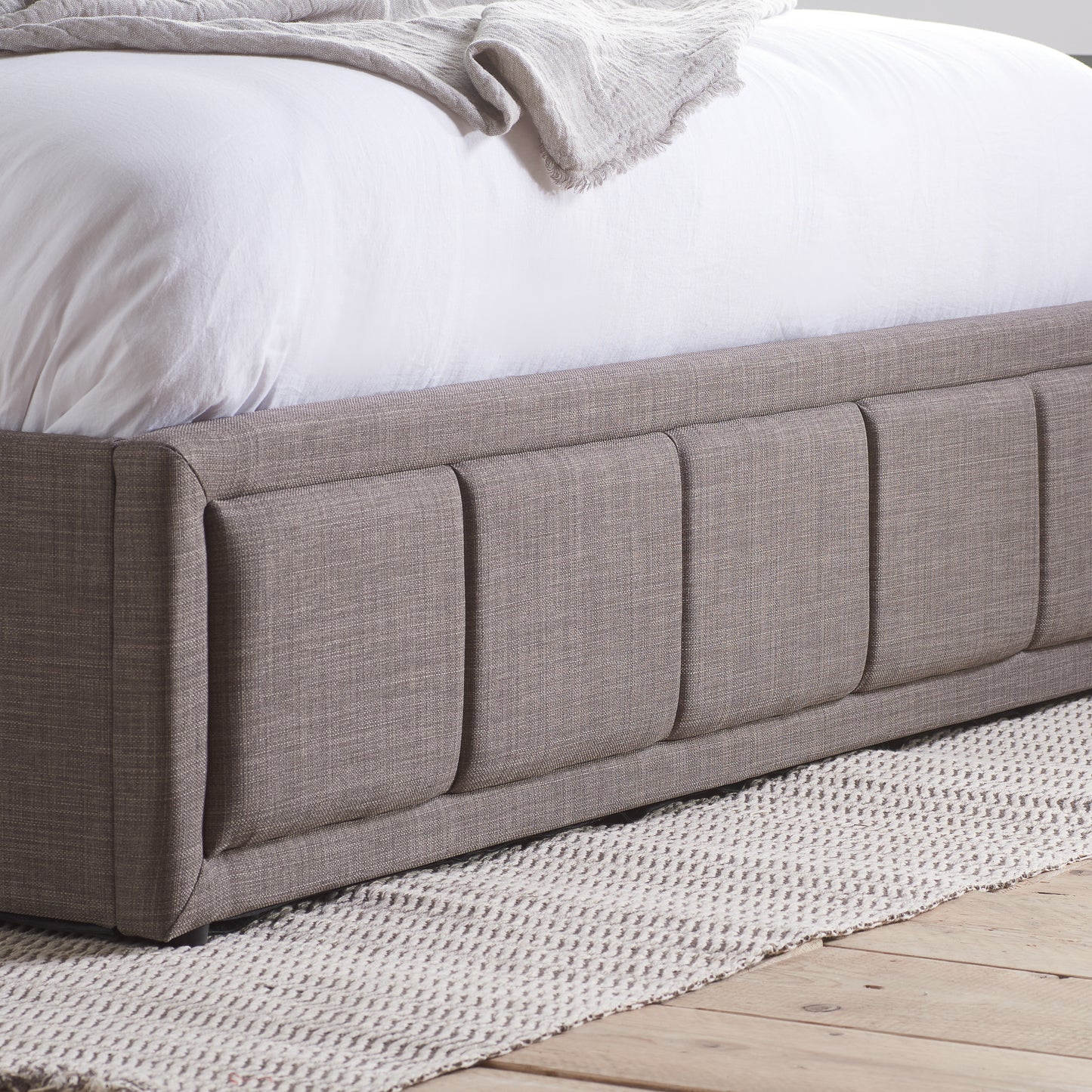 Hannover Grey Fabric King Ottoman Bed