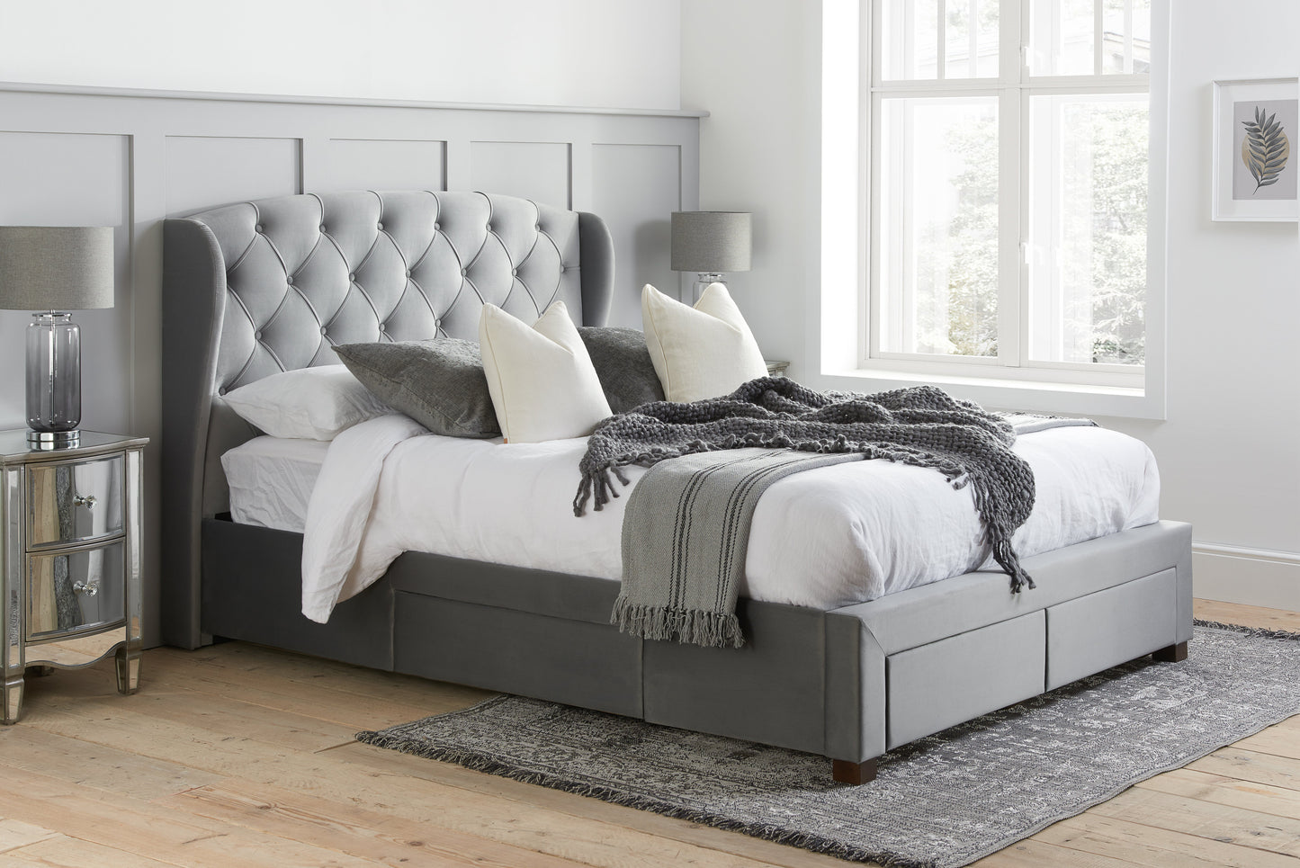 Hope Grey Fabric Storage King Bed