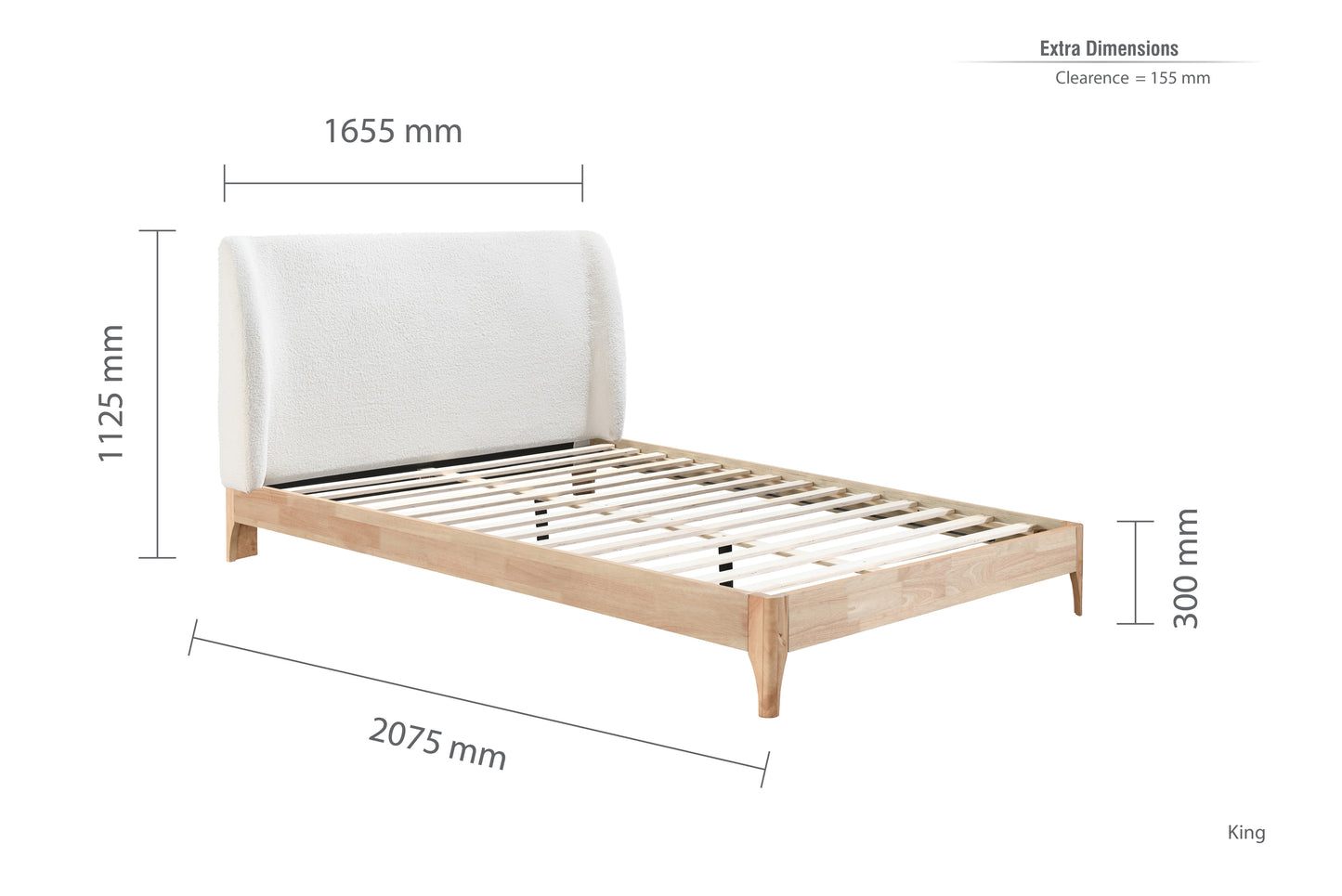 Halfden White Boucle King Bed