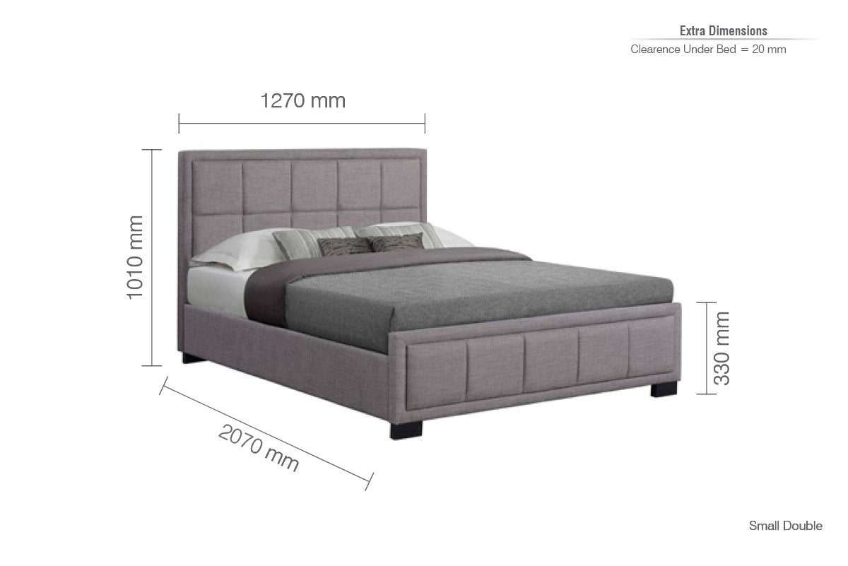 Hannover Grey Small Double Bed with Bliss Mattress